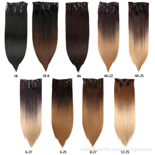 Hot sell 6pc Wholesale Price Directly Factory Price Best Quality Hair clip on hair extensions straight synthetic hair